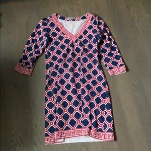 Barbara gerwit pink and white patterned dress